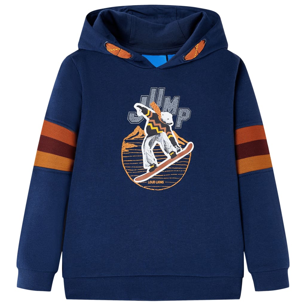 VidaXL Pull enfant à capuche 140 bleu marine