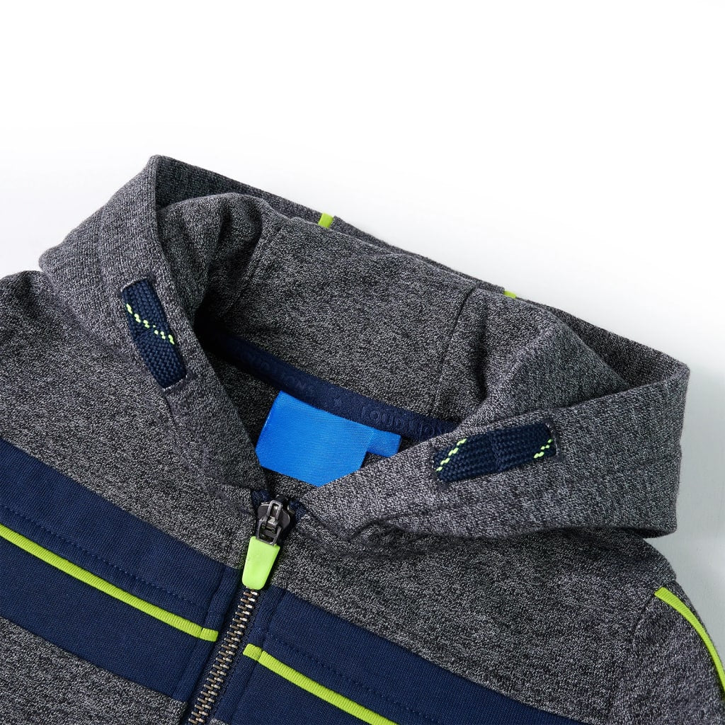 VidaXL Cardigan enfant avec capuche et fermeture éclair 140 gris mélangé