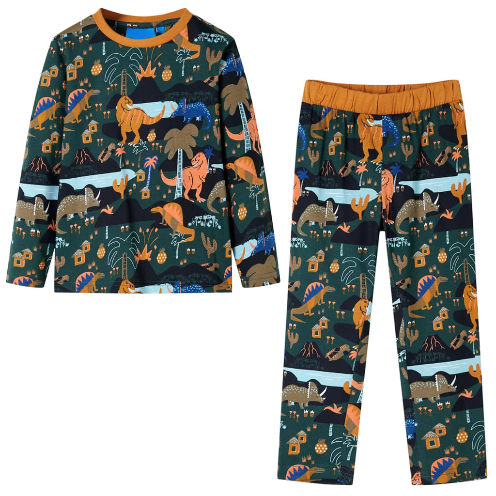 VidaXL Pyjama enfant à manches longues 104 vert foncé