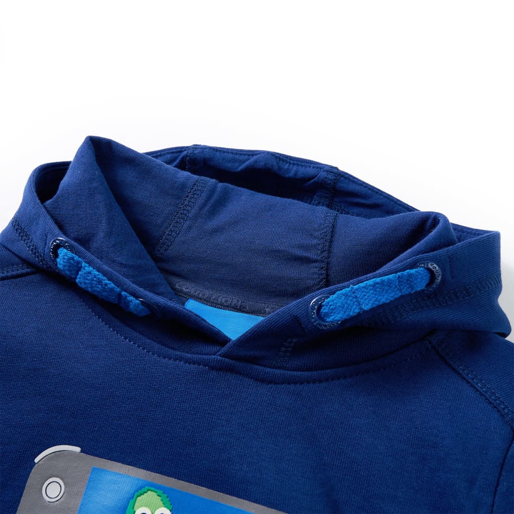 VidaXL Pull enfant à capuche 128 bleu foncé