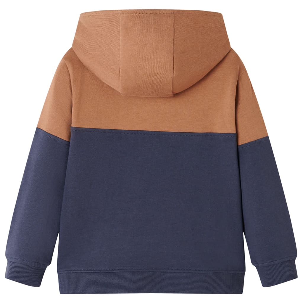 VidaXL Pull enfant avec capuche demi-fermeture éclair 140 couleur cognac anthracite