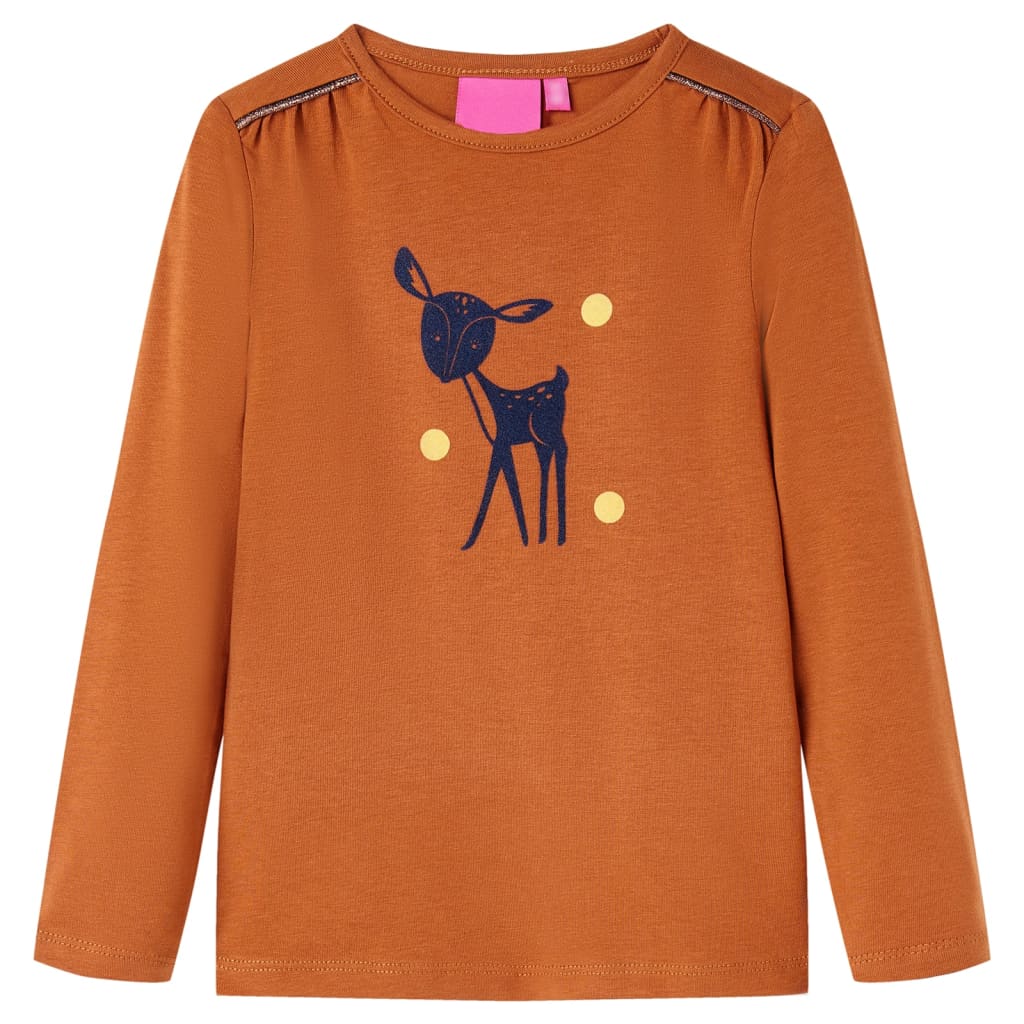 VidaXL Chemise enfant à manches longues 116 couleur cognac
