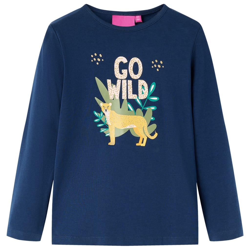 VidaXL Chemise enfant à manches longues 128 bleu marine