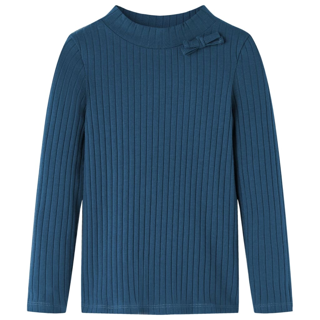 VidaXL Chemise enfant à manches longues côtelée 128 bleu marine