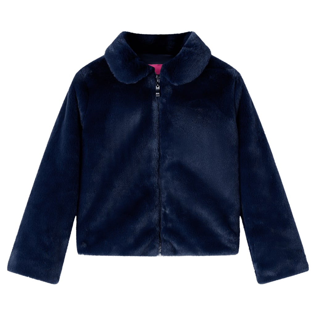 VidaXL manteau enfant 104 fourrure artificielle bleu marine