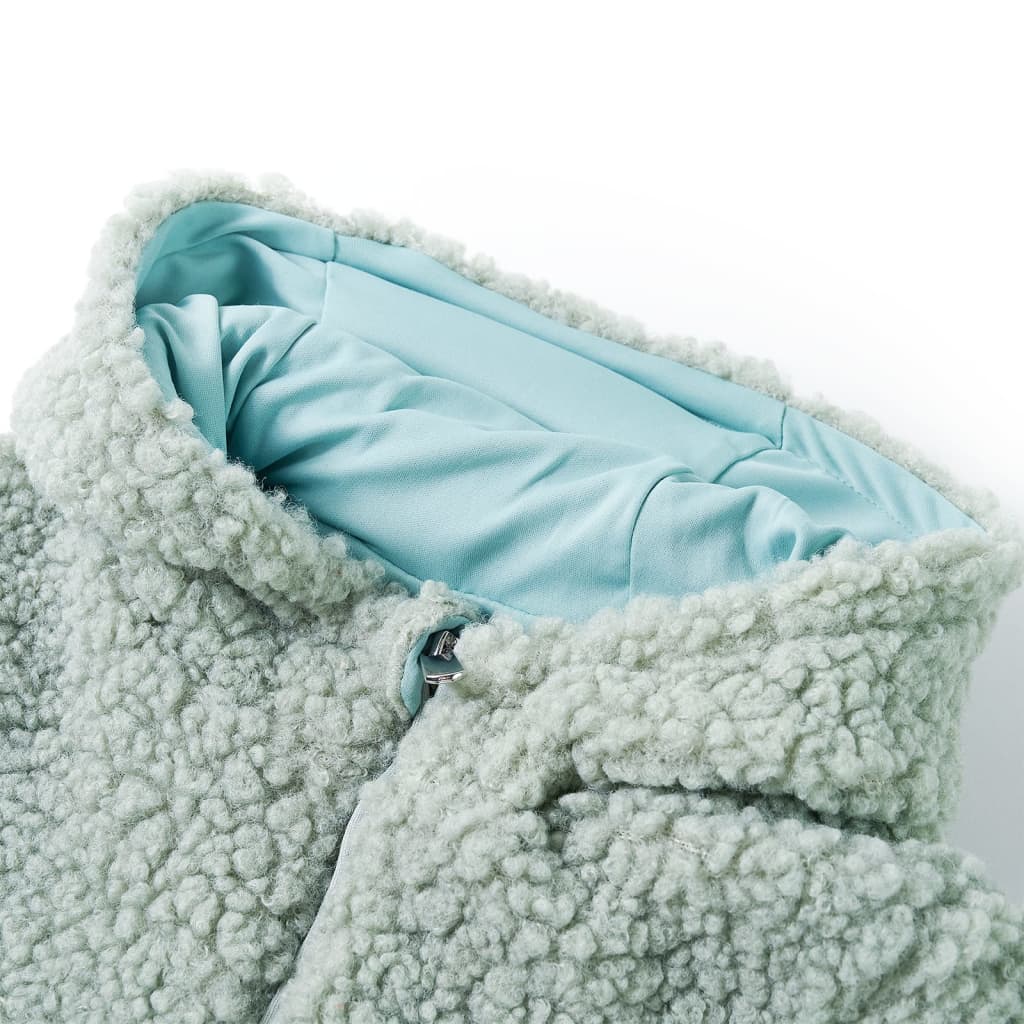 VidaXL Manteau enfant à capuche teddy 116 fourrure artificielle menthe