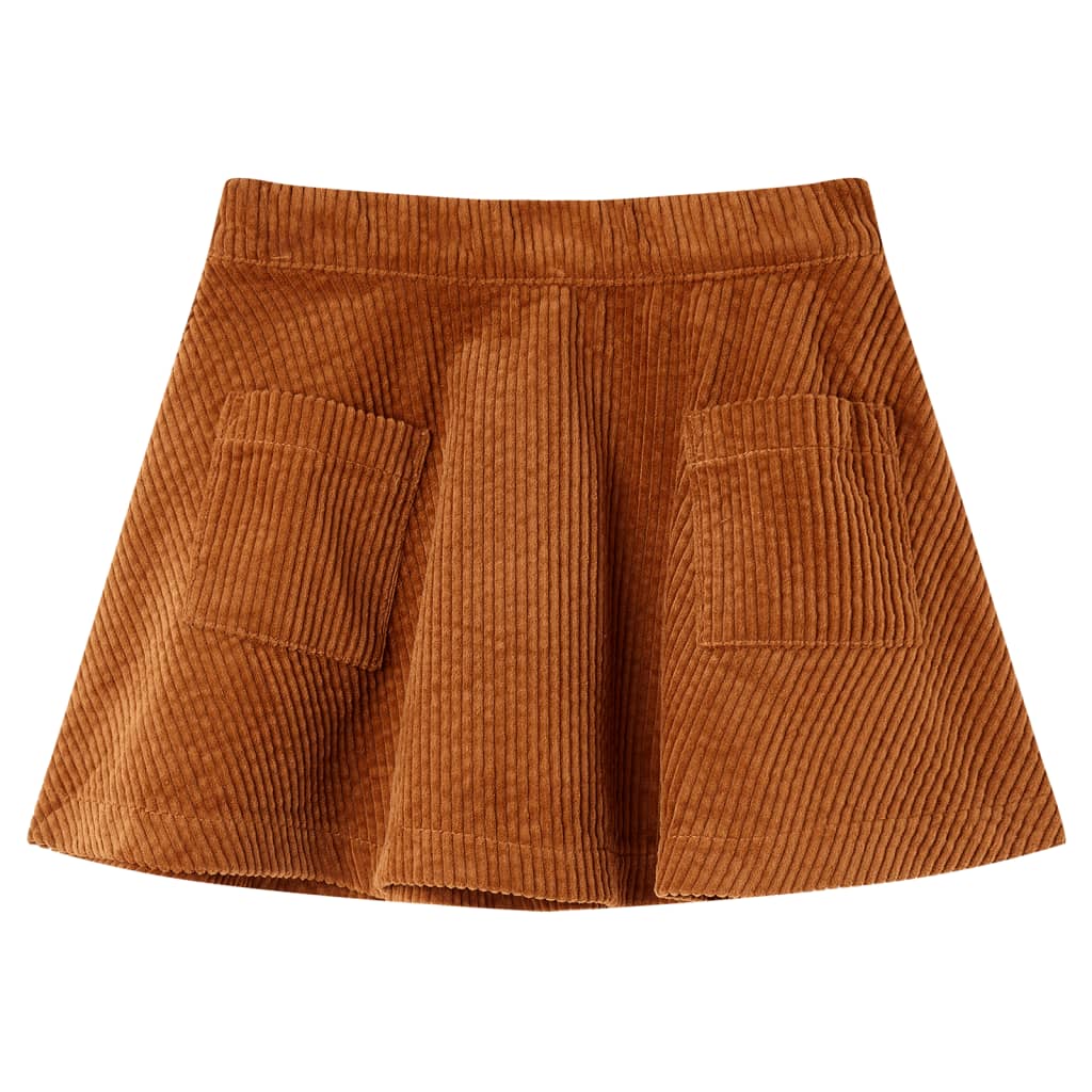 VidaXL Jupe enfant avec poches velours côtelé 140 couleur cognac