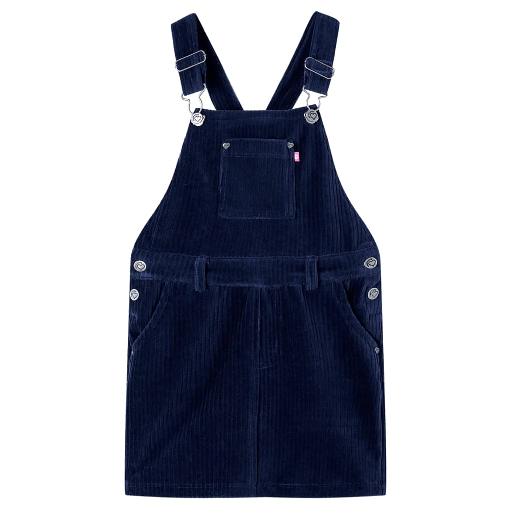 VidaXL Robe de jardin pour enfants 128 velours côtelé bleu marine
