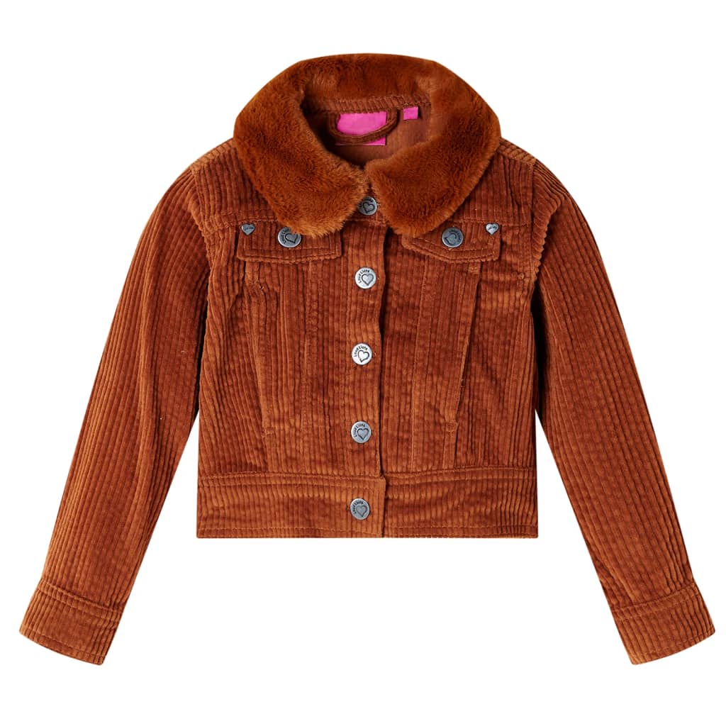 VidaXL Manteau enfant 140 velours côtelé couleur cognac
