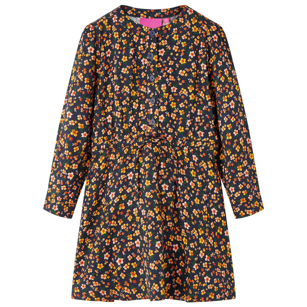 VidaXL Robe enfant à manches longues 128 bleu marine