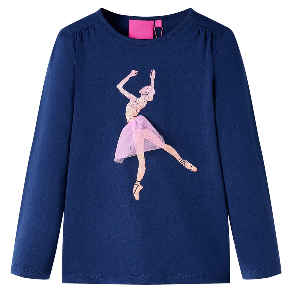 VidaXL Chemise enfant à manches longues 128 bleu marine