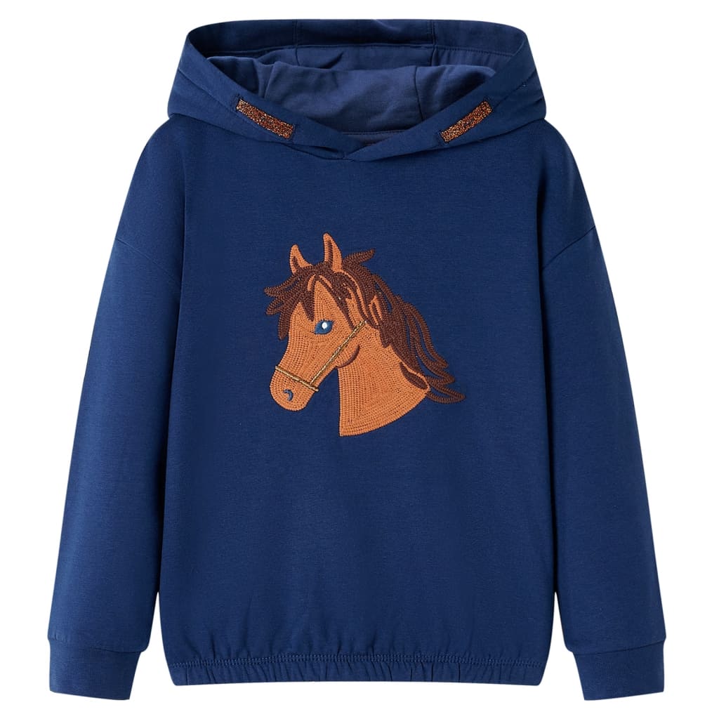 VidaXL pull enfant à capuche 116 bleu marine