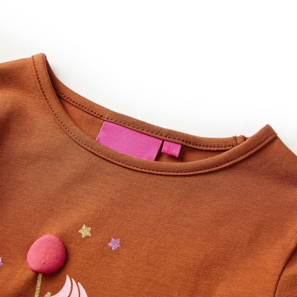 VidaXL Chemise enfant à manches longues 104 couleur cognac