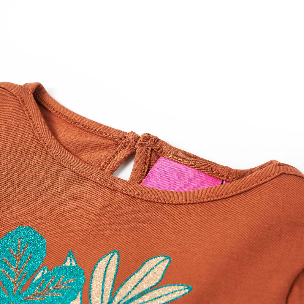 VidaXL Chemise enfant à manches longues 116 couleur cognac