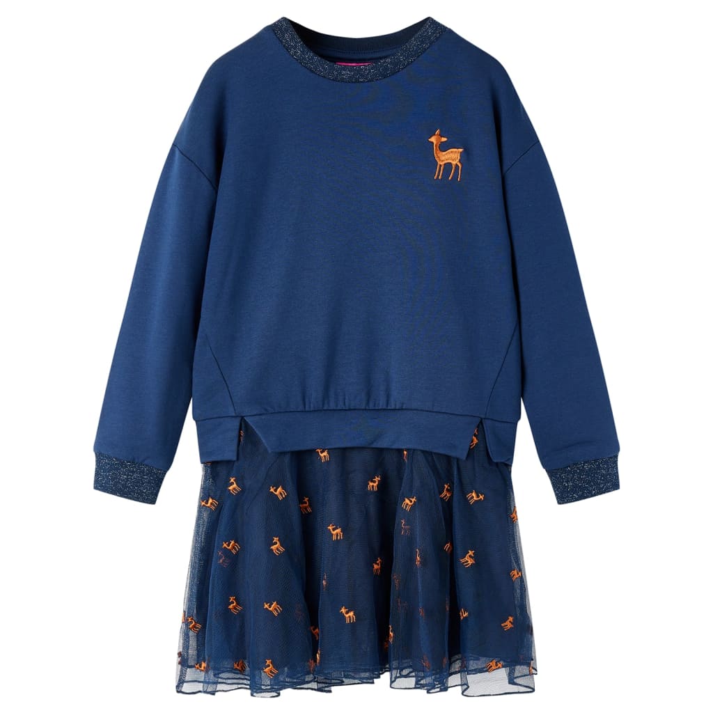 VidaXL Robe enfant à manches longues 104 bleu marine
