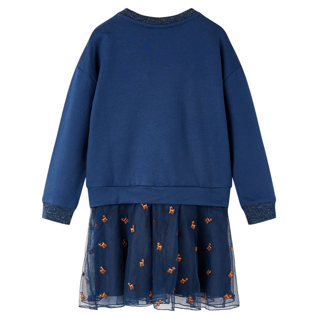 VidaXL Robe enfant à manches longues 140 bleu marine