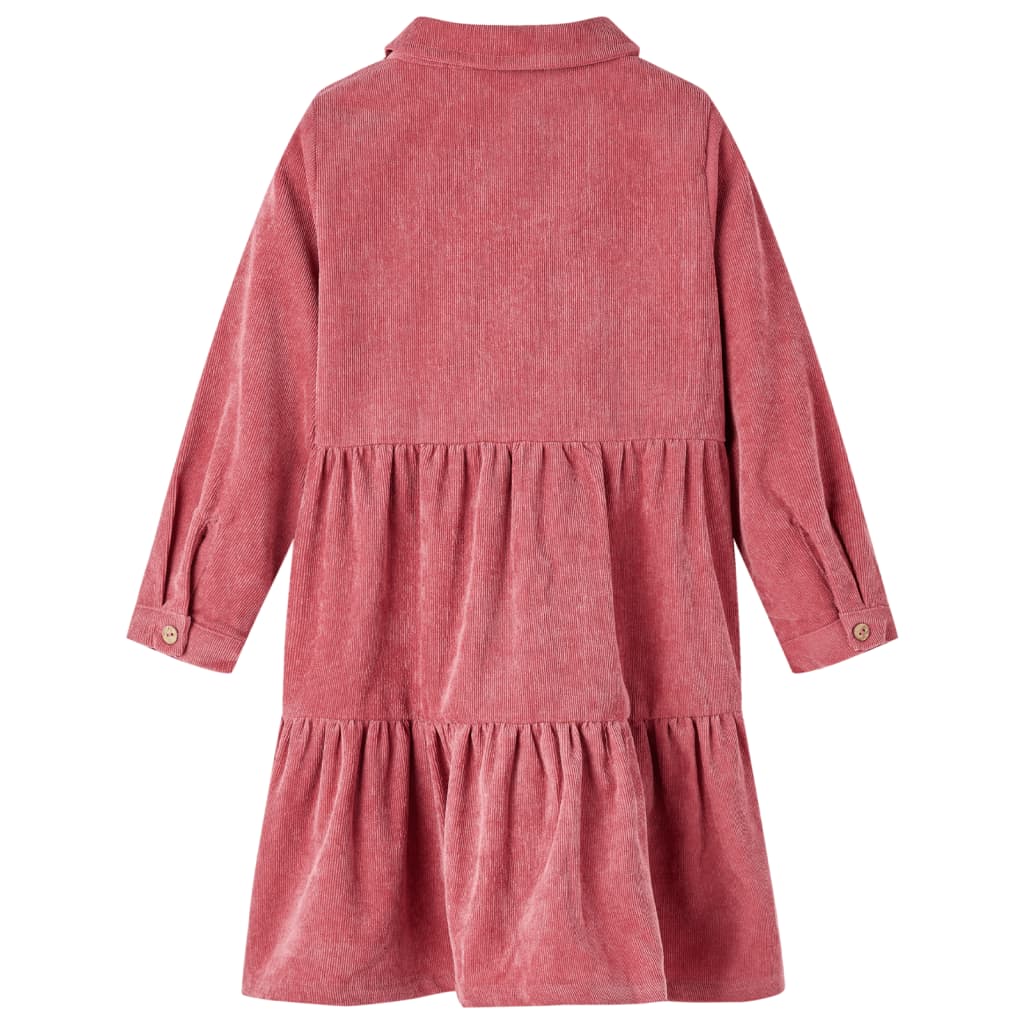 VidaXL Robe enfant à manches longues velours côtelé 104 vieux rose