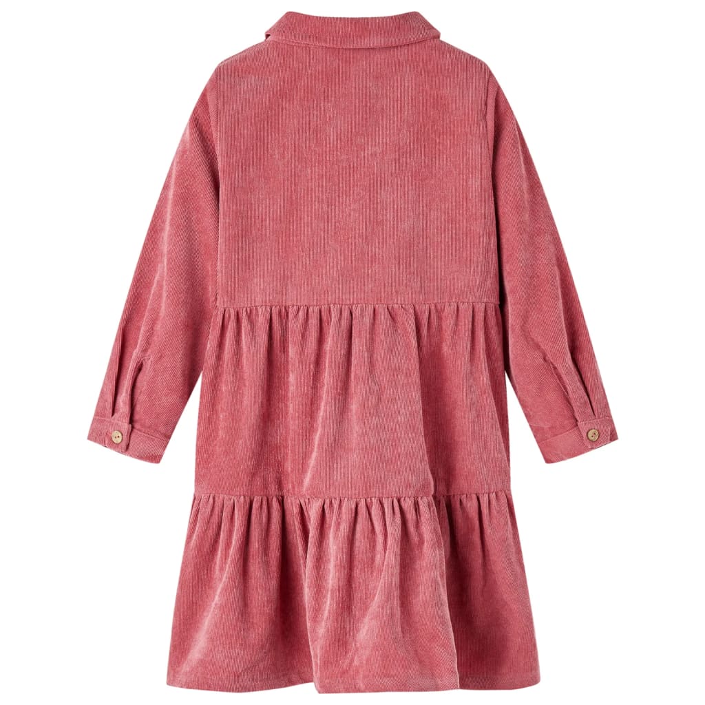 VidaXL Robe enfant à manches longues velours côtelé 140 vieux rose