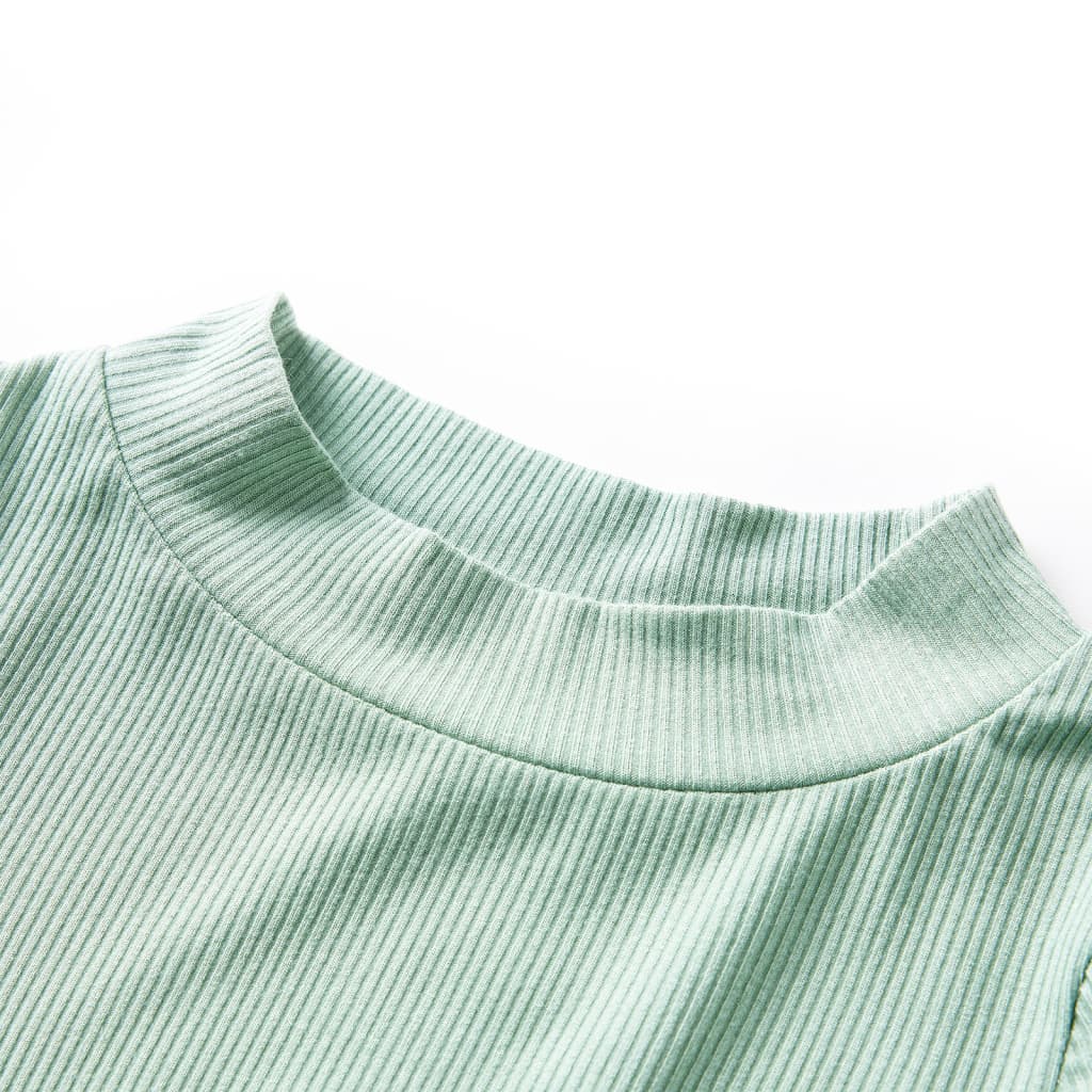VidaXL Chemise enfant à manches longues, col roulé bas 140, menthe foncée