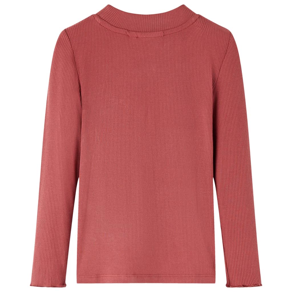 VidaXL Chemise enfant à manches longues et col roulé bas 140 rouge-marron