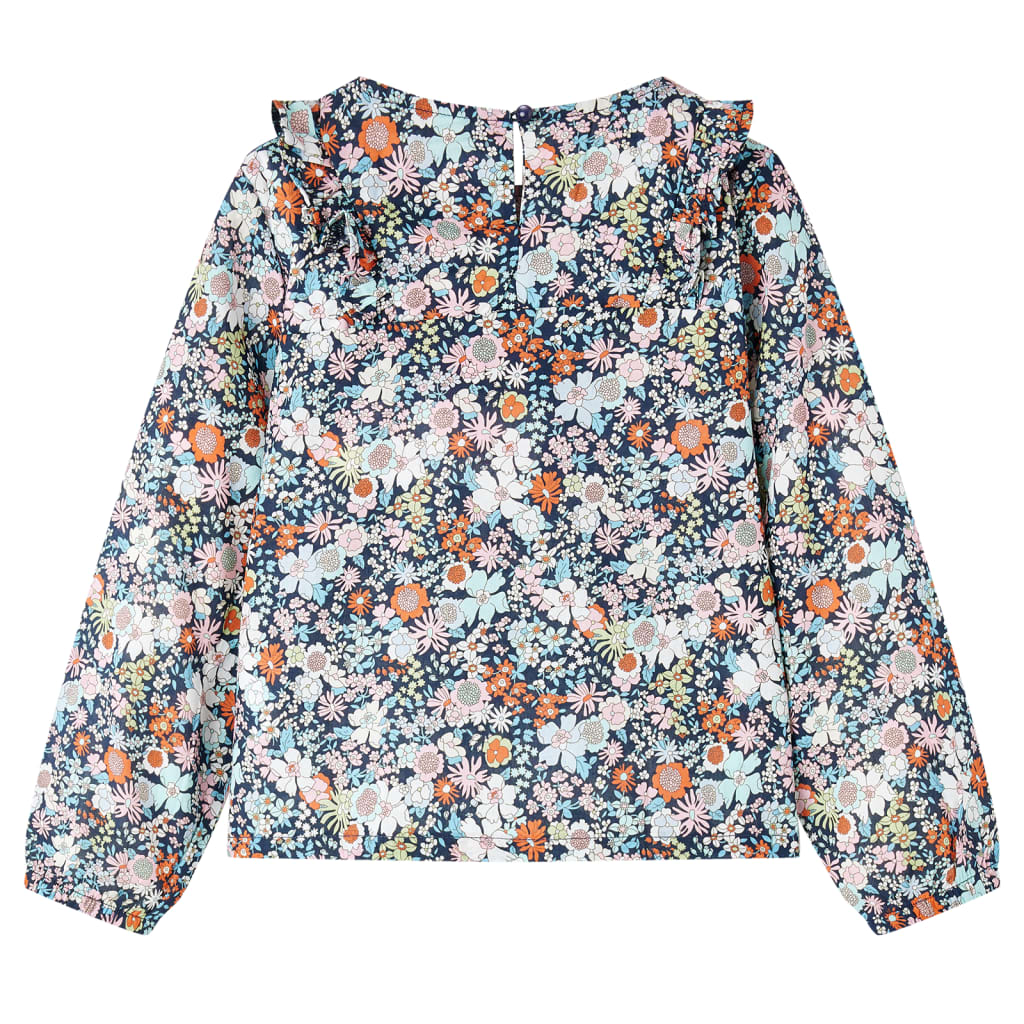 VidaXL Chemise enfant à manches longues 128 bleu foncé