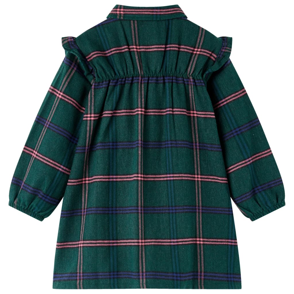 VidaXL Robe enfant à manches longues et volants 140 vert foncé