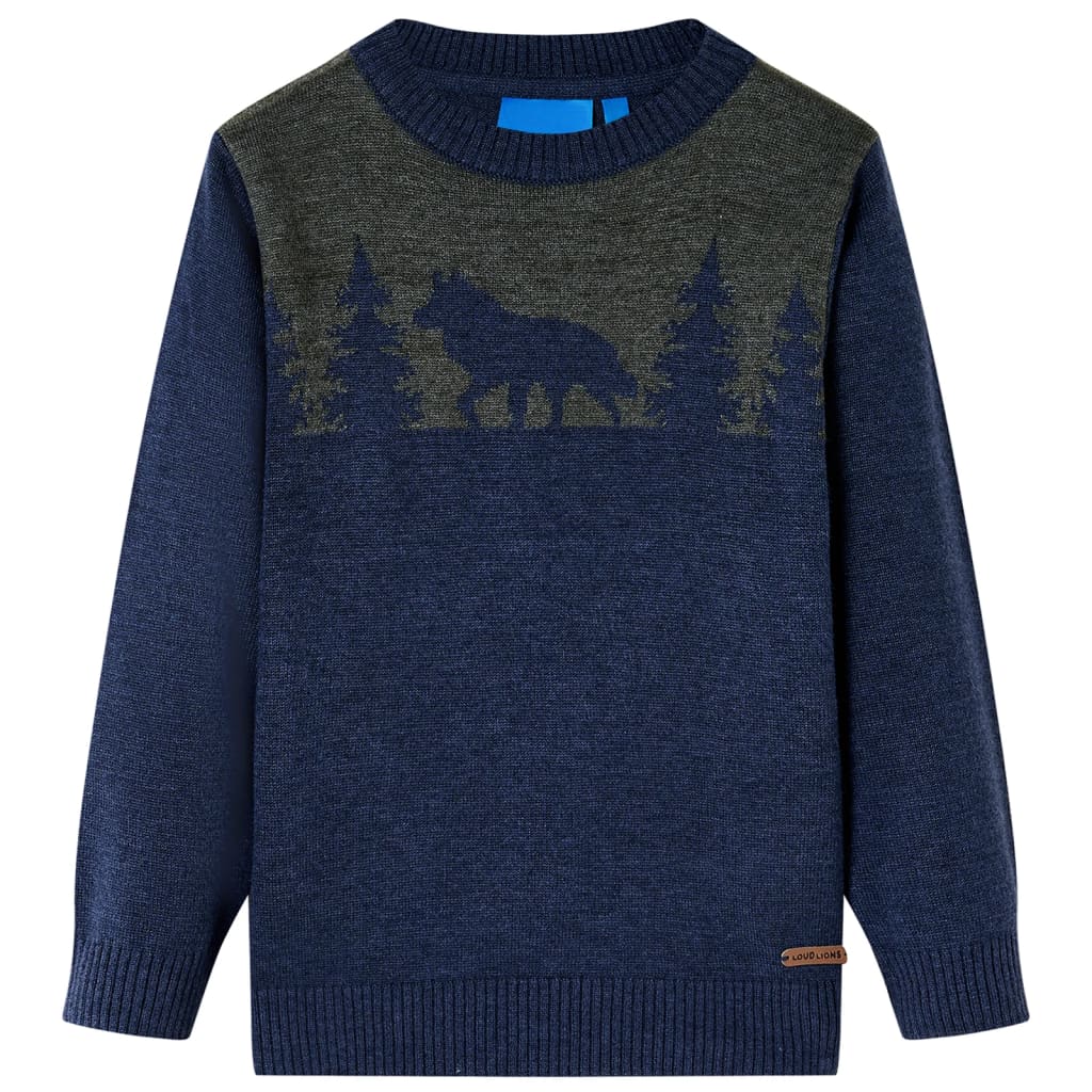 VidaXL Pull enfant tricoté 128 bleu marine