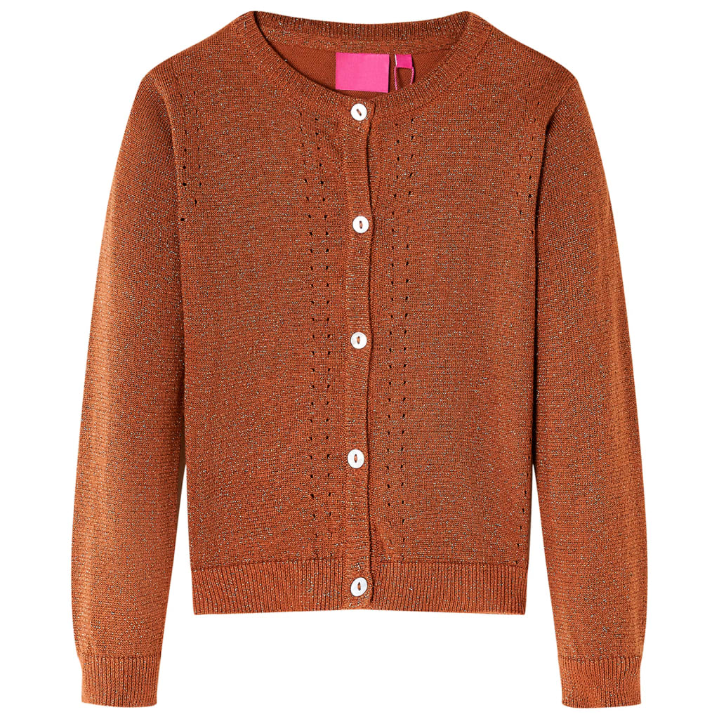 VidaXL Cardigan enfant tricoté 128 couleur cognac
