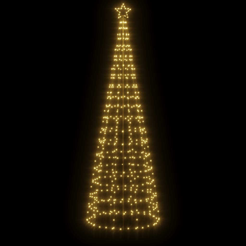 Vidaxxl Sapin de Noël LED avec piquets 570 LED blanc chaud 300 cm