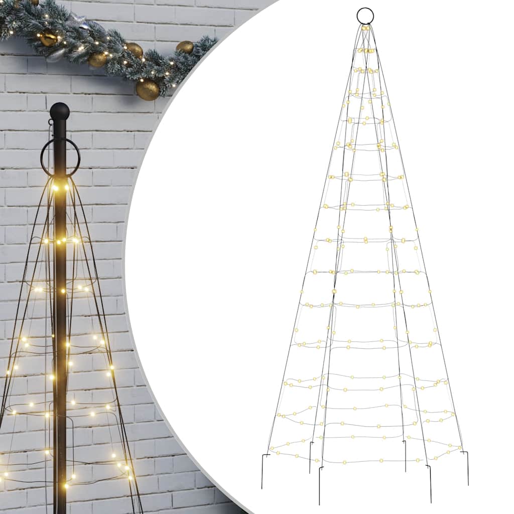Vidaxxl Sapin de Noël LED sur mât 200 LED blanc chaud 180 cm