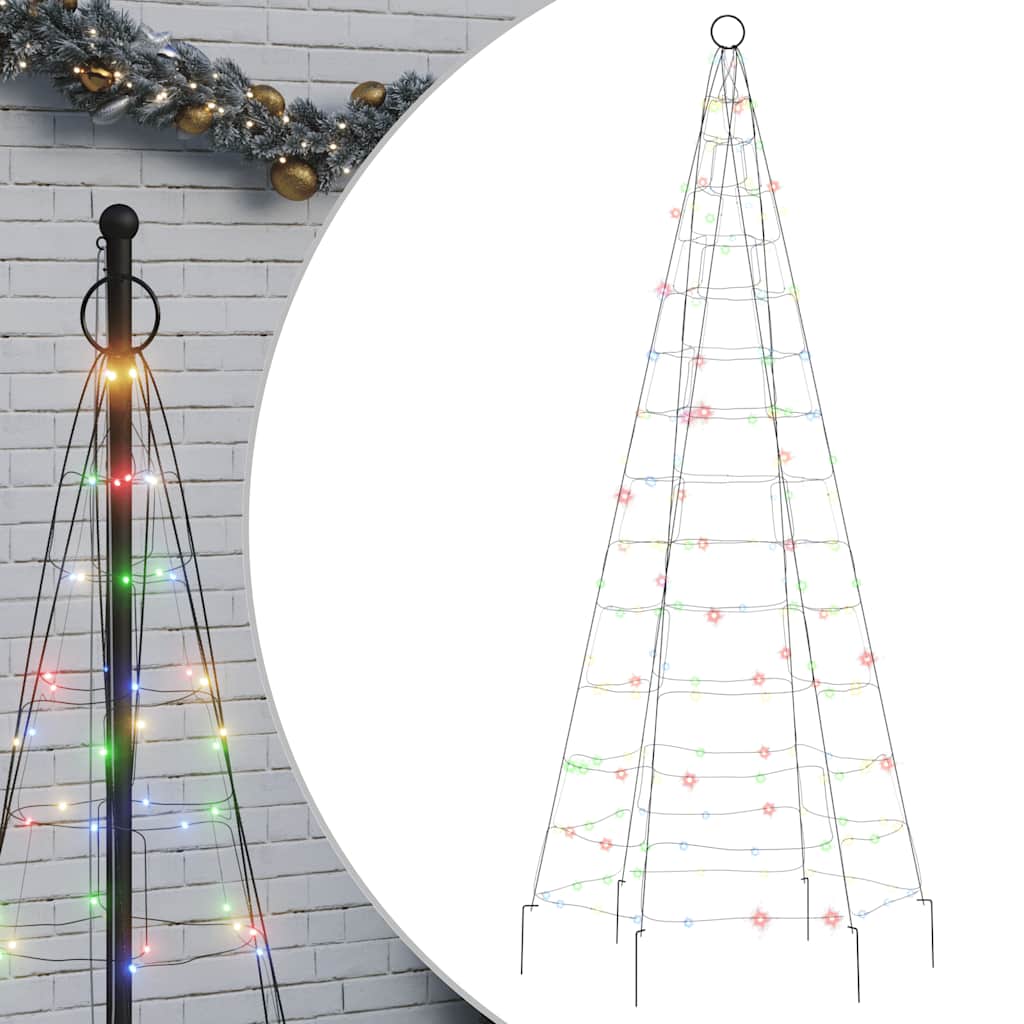 Vidaxxl Sapin de Noël LED sur mât de drapeau 200 LED colorées 180 cm