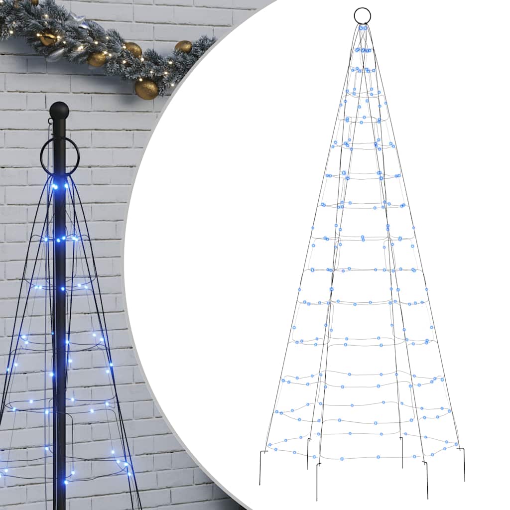 Vidaxxl Sapin de Noël LED sur mât de drapeau 200 LED 180 cm bleu