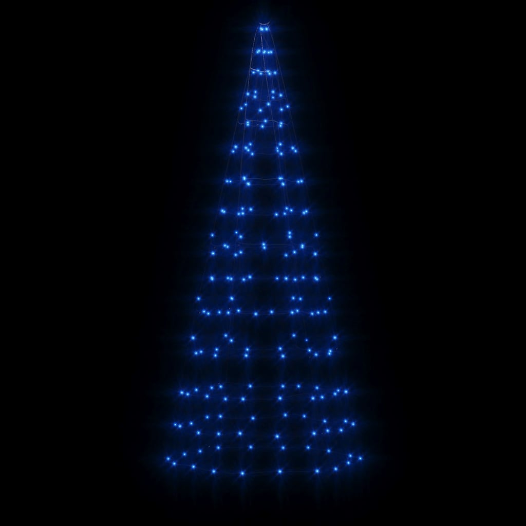 Vidaxxl Sapin de Noël LED sur mât de drapeau 200 LED 180 cm bleu