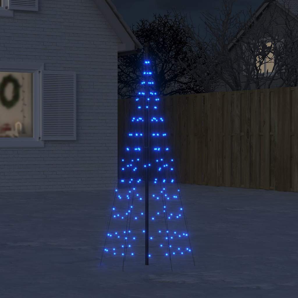 Vidaxxl Sapin de Noël LED sur mât de drapeau 200 LED 180 cm bleu