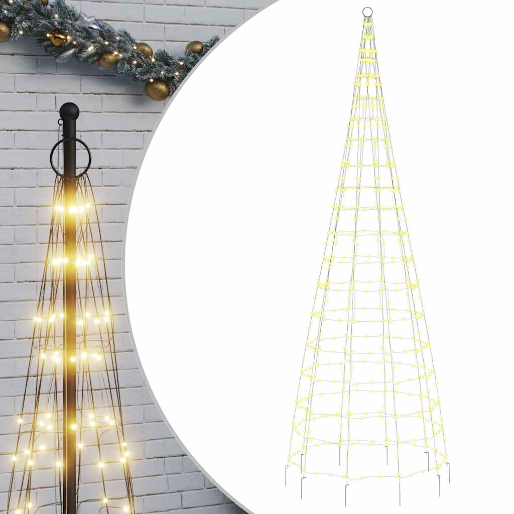 Vidaxxl Sapin de Noël LED sur mât de drapeau 550 LED blanc chaud 300 cm