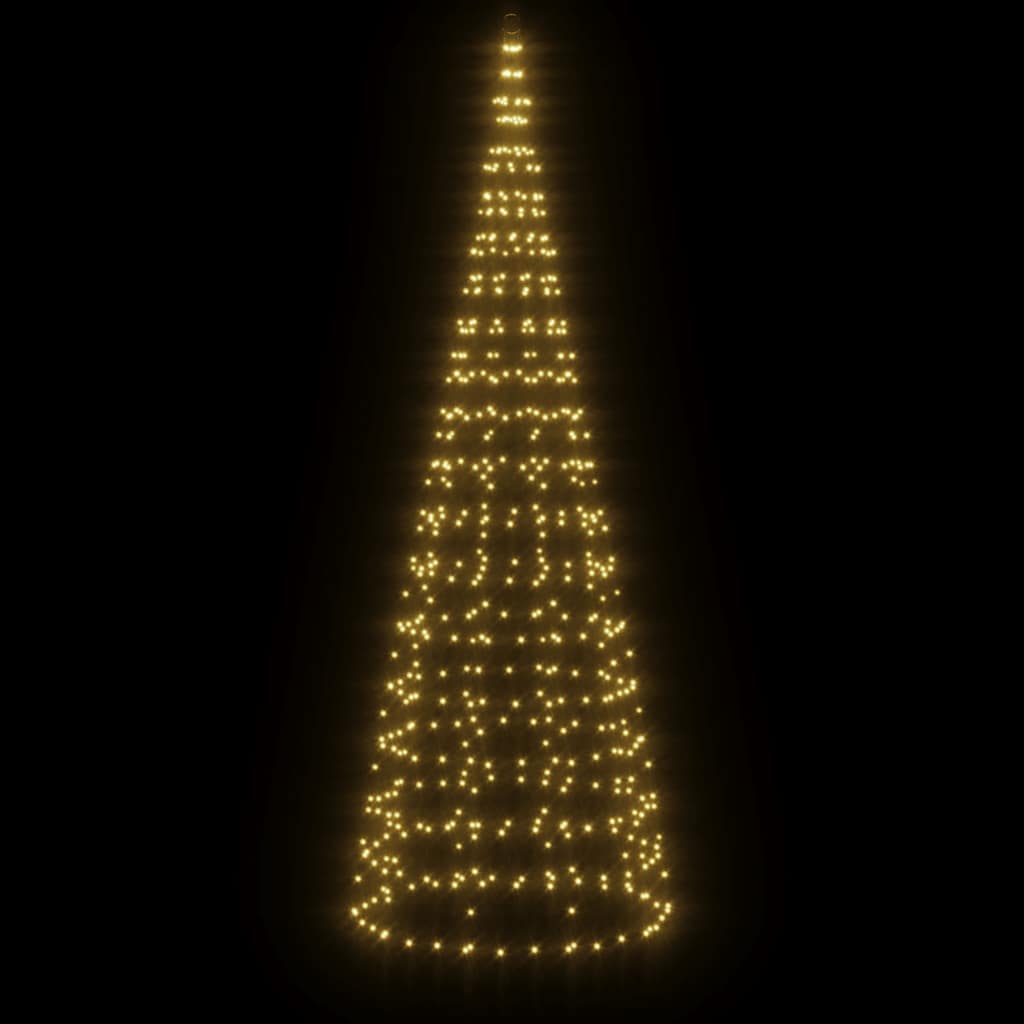 Vidaxxl Sapin de Noël LED sur mât de drapeau 550 LED blanc chaud 300 cm