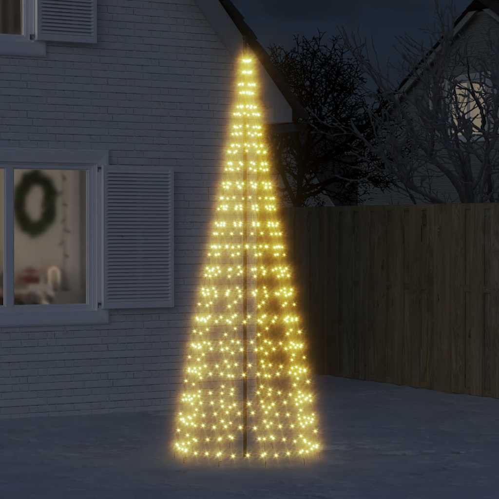 Vidaxxl Sapin de Noël LED sur mât de drapeau 550 LED blanc chaud 300 cm