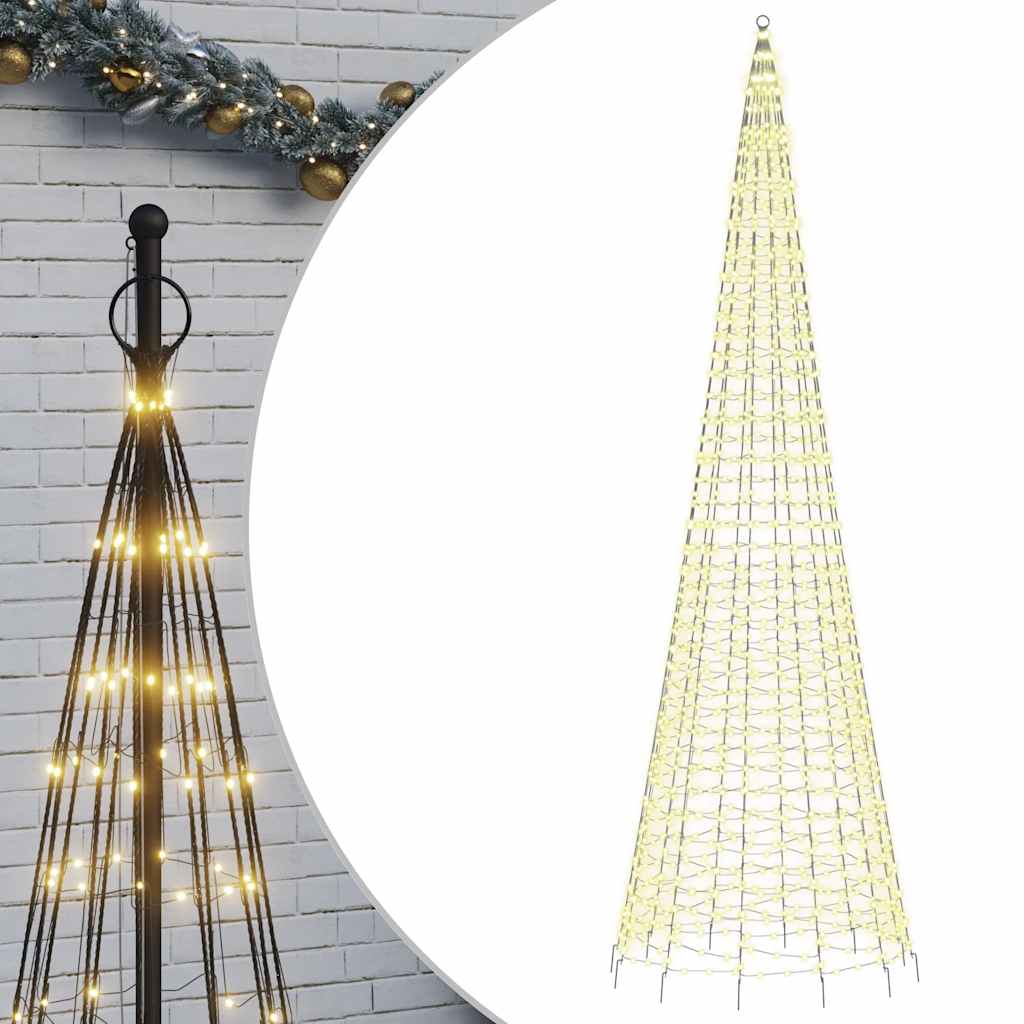 Vidaxxl Sapin de Noël LED sur mât de drapeau 1534 LED blanc chaud 500 cm
