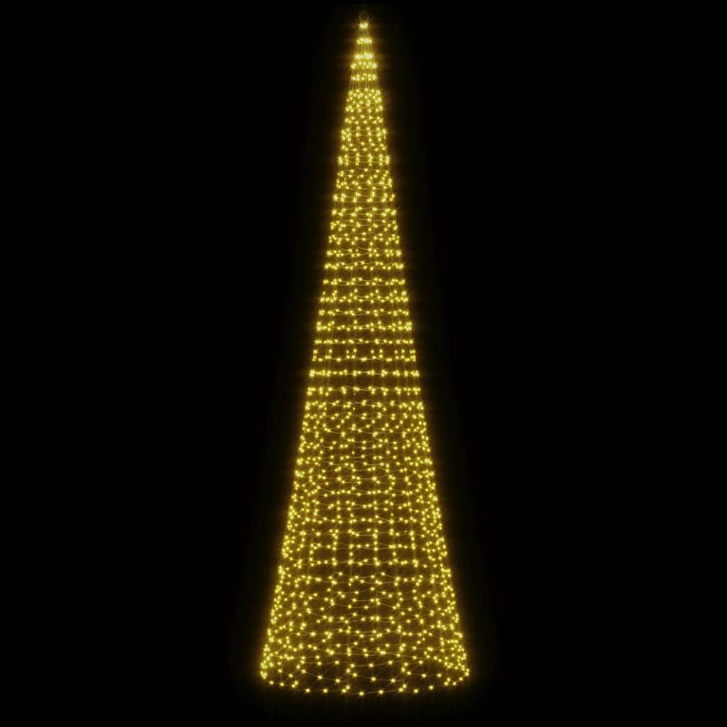 Vidaxxl Sapin de Noël LED sur mât de drapeau 1534 LED blanc chaud 500 cm
