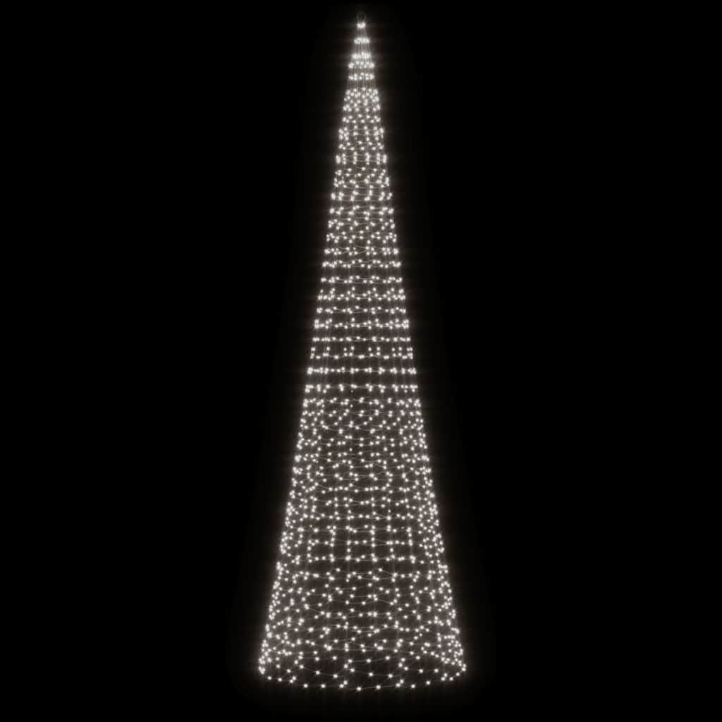 Vidaxxl Sapin de Noël LED sur mât de drapeau 1534 LED blanc froid 500 cm