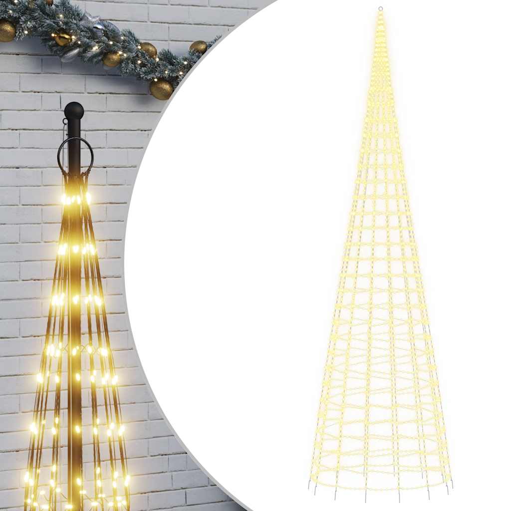 Vidaxxl Sapin de Noël LED sur mât de drapeau 3000 LED blanc chaud 800 cm