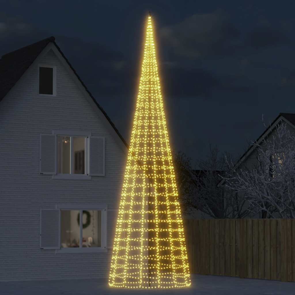 Vidaxxl Sapin de Noël LED sur mât de drapeau 3000 LED blanc chaud 800 cm