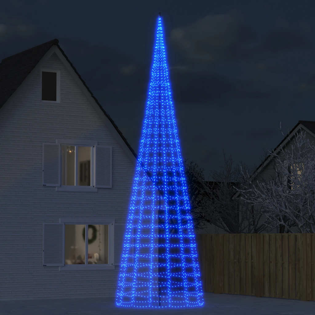 Vidaxxl Sapin de Noël LED sur mât de drapeau 3000 LED 800 cm bleu