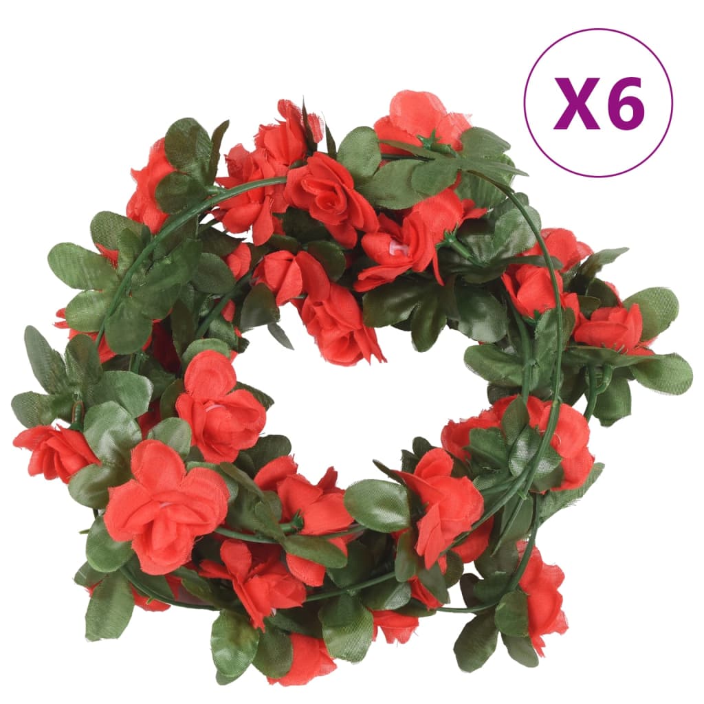 VidaXL guirlandes de Noël avec fleurs 6 pcs 250 cm rouge printemps