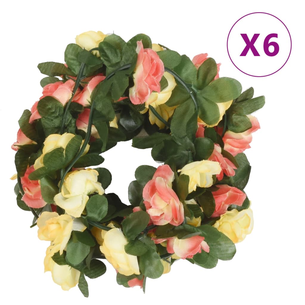 VidaXL guirlandes de fleurs 6 pcs 250 cm printemps coucher de soleil rouge