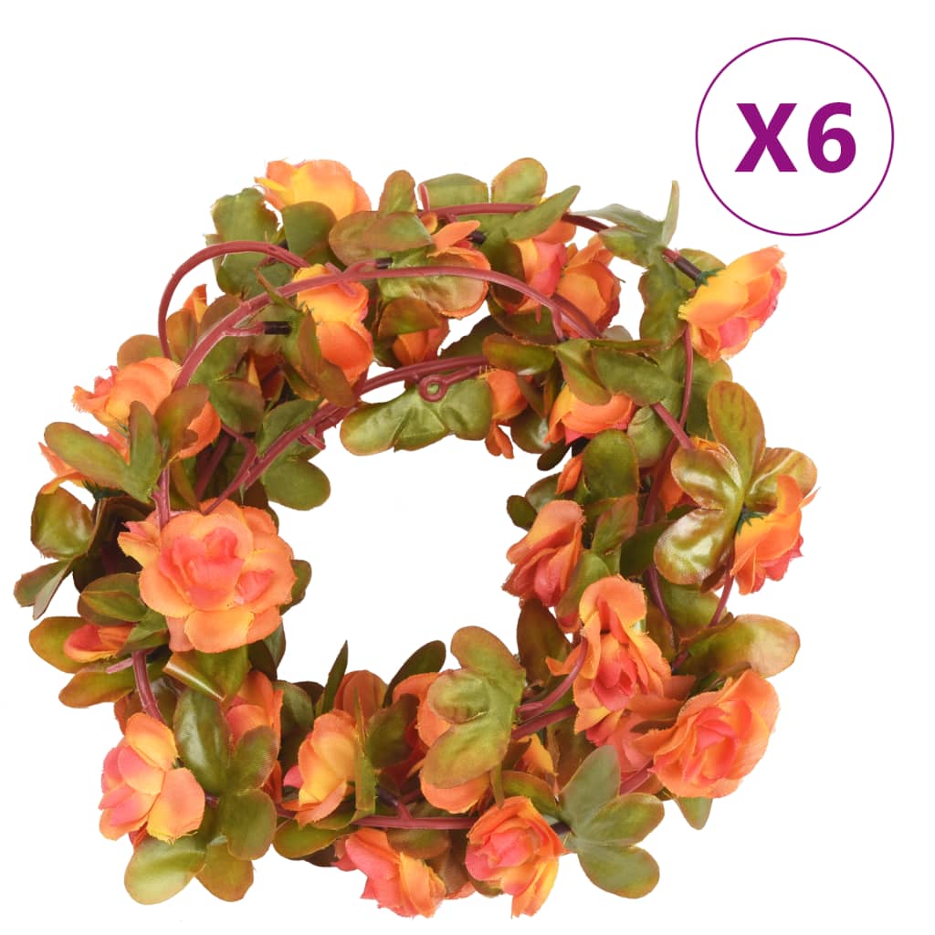 VidaXL guirlandes de Noël avec fleurs 6 pcs 250 cm orange