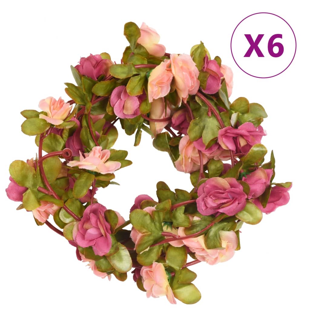 VidaXL guirlandes de Noël avec fleurs 6 pcs 250 cm rose rouge