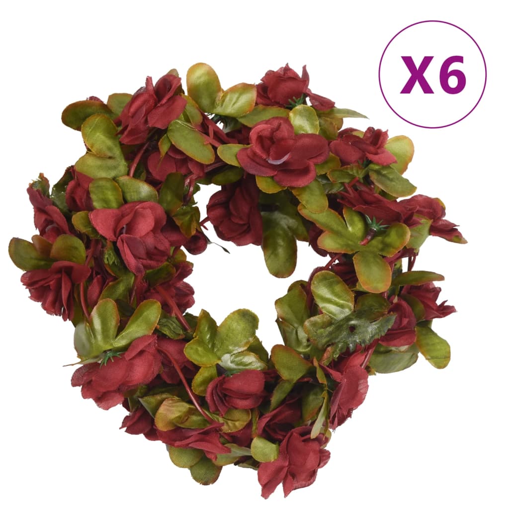 Vidaxx guirlandes de fleurs 6 pcs 250 cm rouge vin