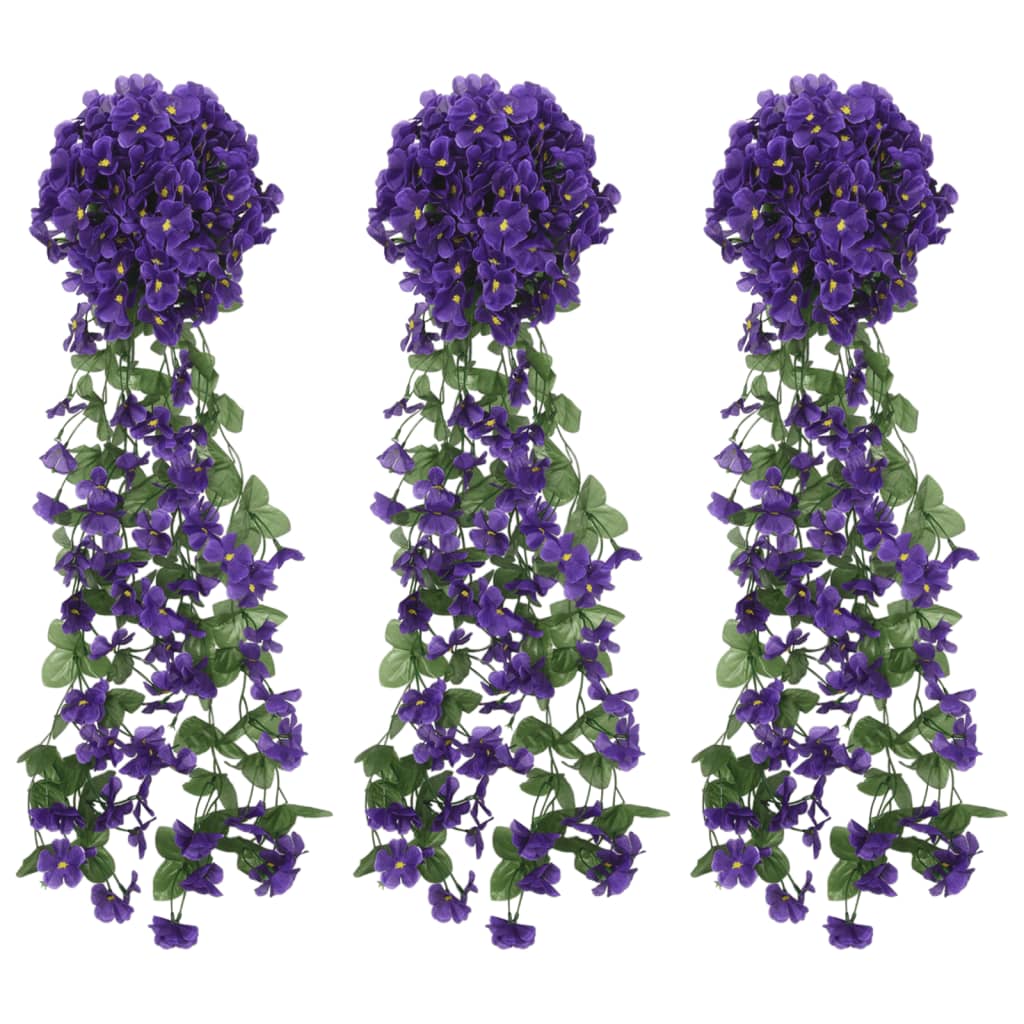Vidaxx guirlandes de Noël avec fleurs 3 pcs 85 cm violet foncé