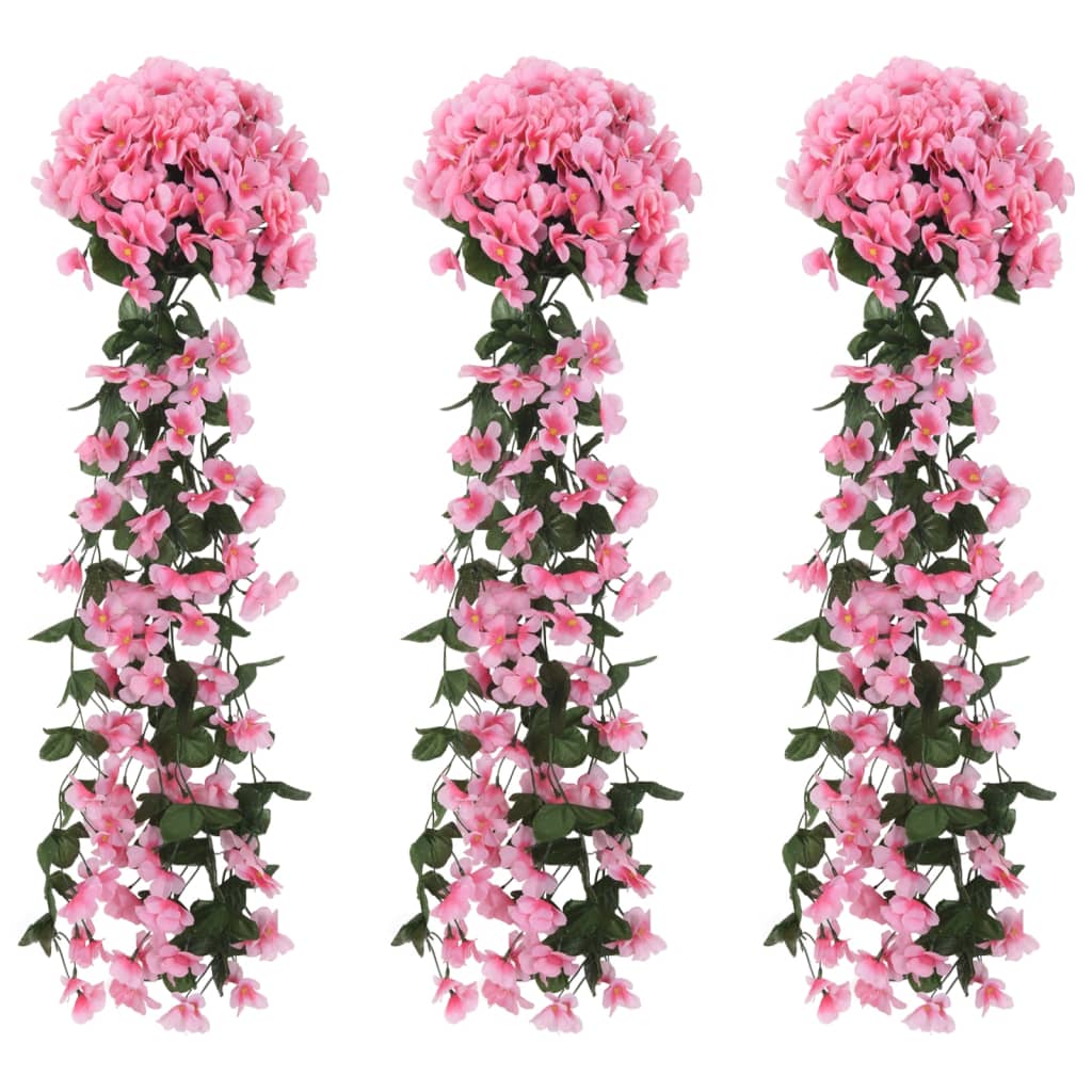 VidaXL guirlandes de Noël avec fleurs 3 pcs 85 cm rose
